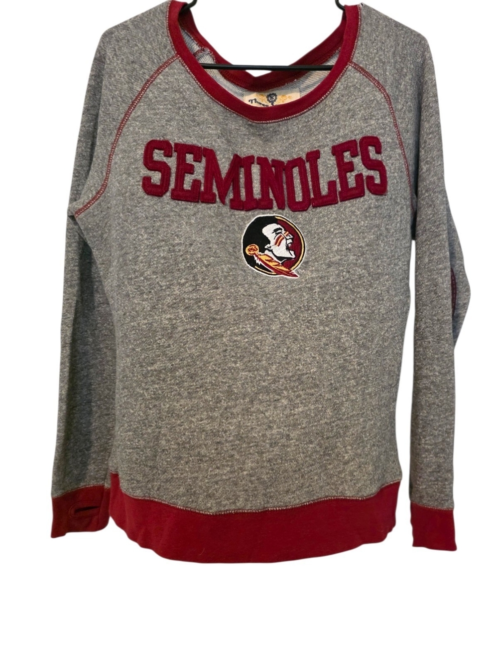 Three Square Florida State Seminoles Women's Gray & Garnet Crewneck Sweatshirt M